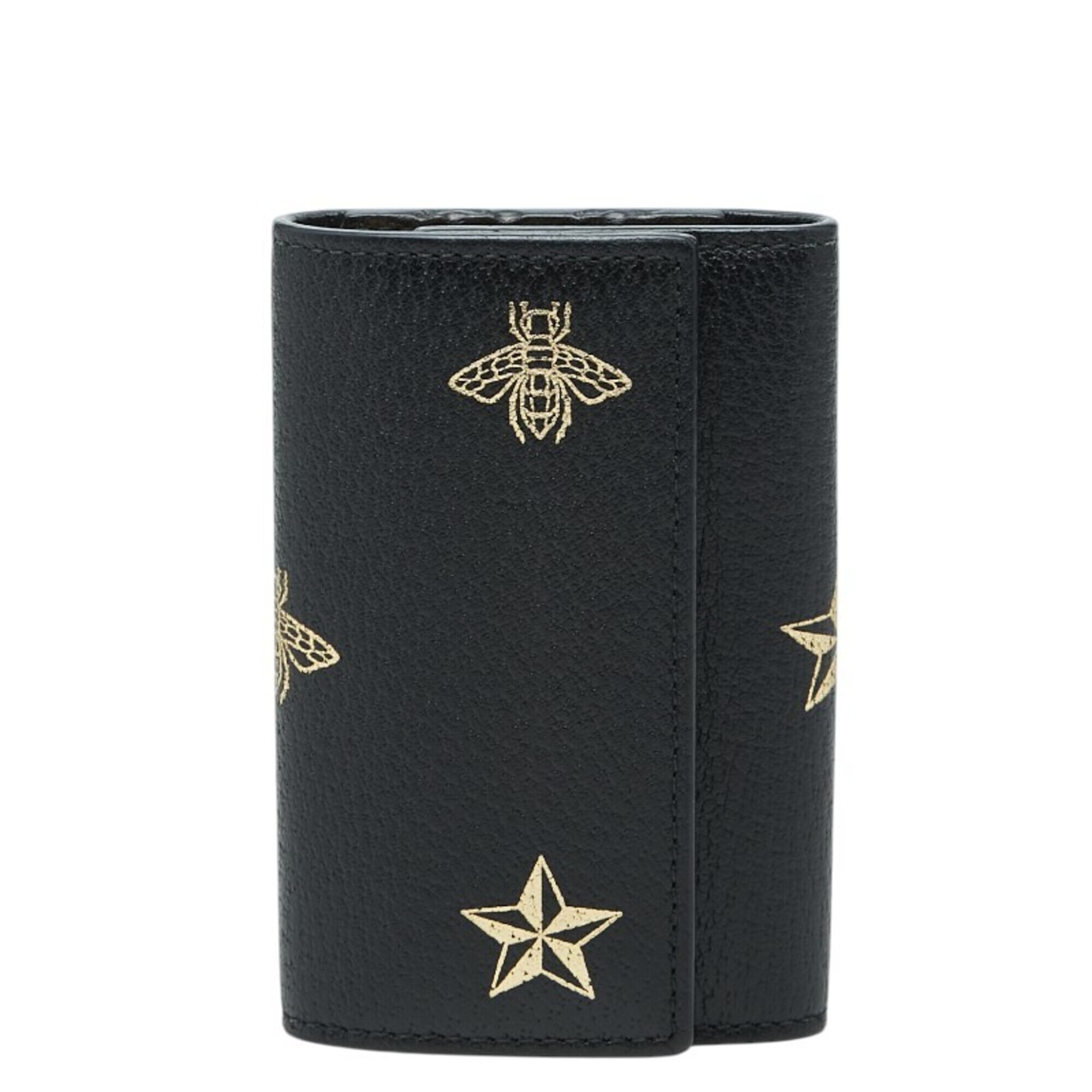 Gucci Animalier Bee & Star Key Case, Black Leather, Women's Gucci